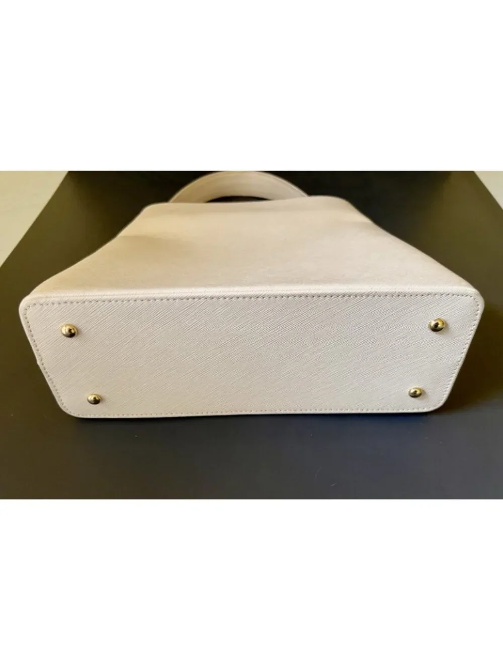 Jafferjees Willow Top Handle Bag Off White Cream Vertical Grain Leather Luxury